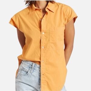 AMO Denim Ruth Sleeveless Button Up Peruvian Cotton Shirt Apricot Size Small